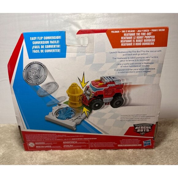 New Playskool Heroes Flip Racers Transformers Rescue Bots Pullback Heatwave - Picture 4 of 6